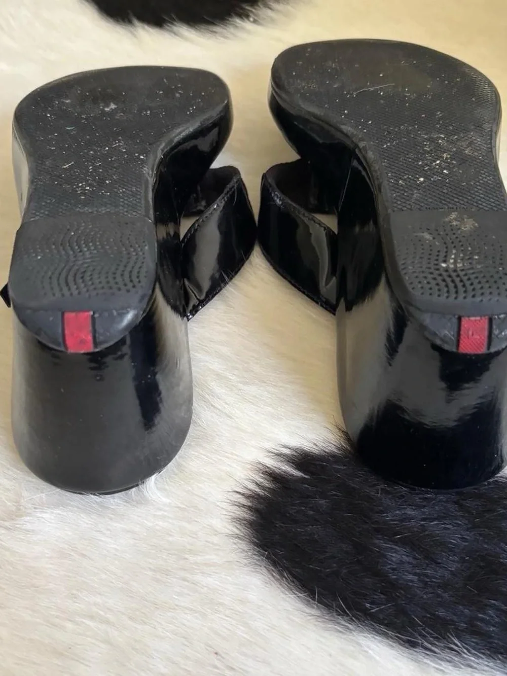 Vintage Prada Sport Black Wedge Thong Sandals with Buckle Detail